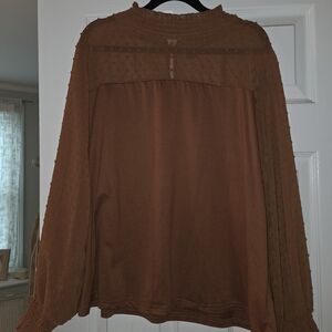 Swiss Dot Brown Women's Top